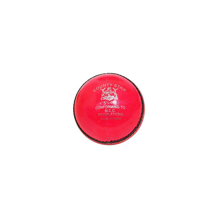 GM County Star Leather Cricket Ball (Red) Mill Sports 