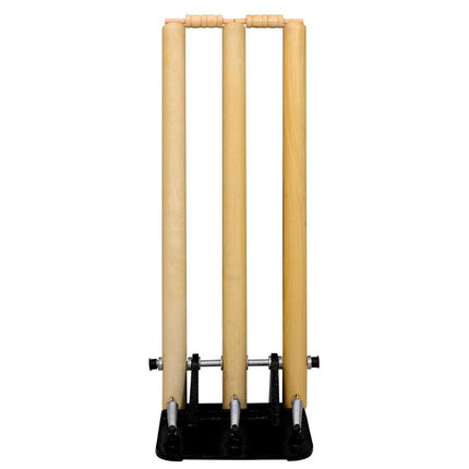 GM Spring Cricket Stumps Set of 3 Stumps & 2 Bails (With Iron Base) - Mill Sports 
